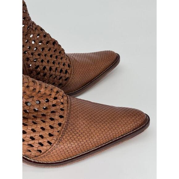 FreePeople In The Loop Woven Women US 9 Eur 39 Tan Leather Boots - Picture 4 of 9